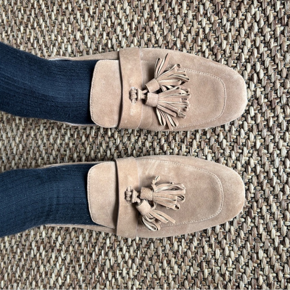 Stuart Weitzman Tan Suede Tassel Loafers - Picture 2 of 4